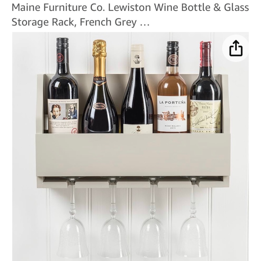Maine Furniture Co. Lewiston Wall Wine Bottle Rack French Grey